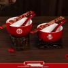 Red Wedding Tea Set: Teacups, Bowls, Chopsticks for Toasting & Dowry