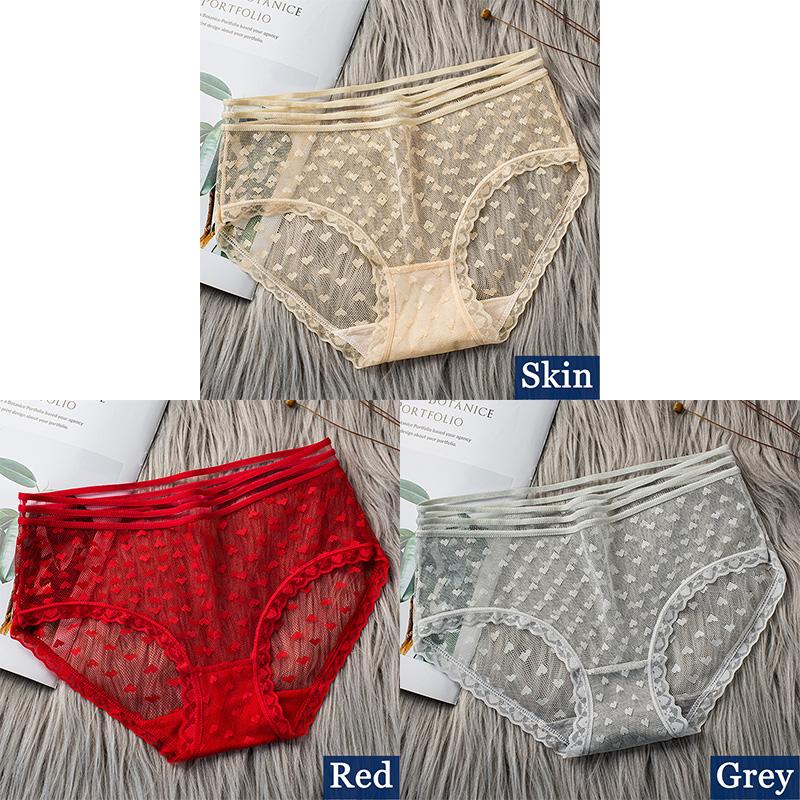 3pcs Sexy Lace Transparent Panties for Women Underwear Fashion Panty Lingerie Breathable Hollow Out Briefs Female Underwear