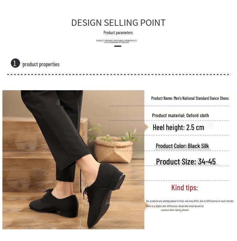 Men's Oxford Cloth Soft Sole Dance Shoes for Square, Foxtrot, and Modern Waltz