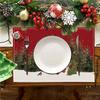 Christmas Snowman Snowflake Plaid Table Mats - Festive Insulated Linen Tablecloth for Party Decoration