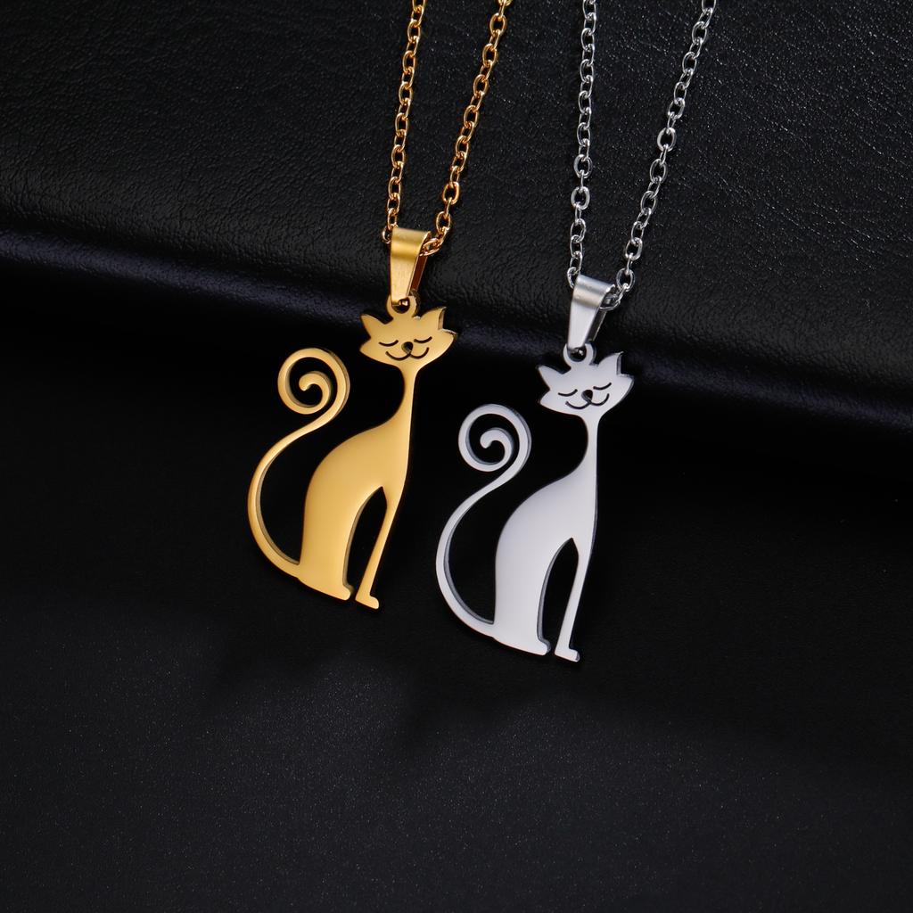 Cazador Loving Cat Pendant Necklaces for Women Stainless Steel Cute Kitten Animal Neck Chain Jewelry Gift Wholesale 2026 New
