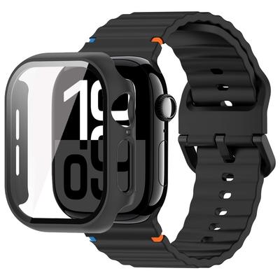 Glass+Case+Strap For Apple Watch 10 Band 46mm 42mm 44mm 45mm 41mm 40mm 38mm Silicone Sport Bracelet iWatch Series 9 8 7 6 3 5 SE