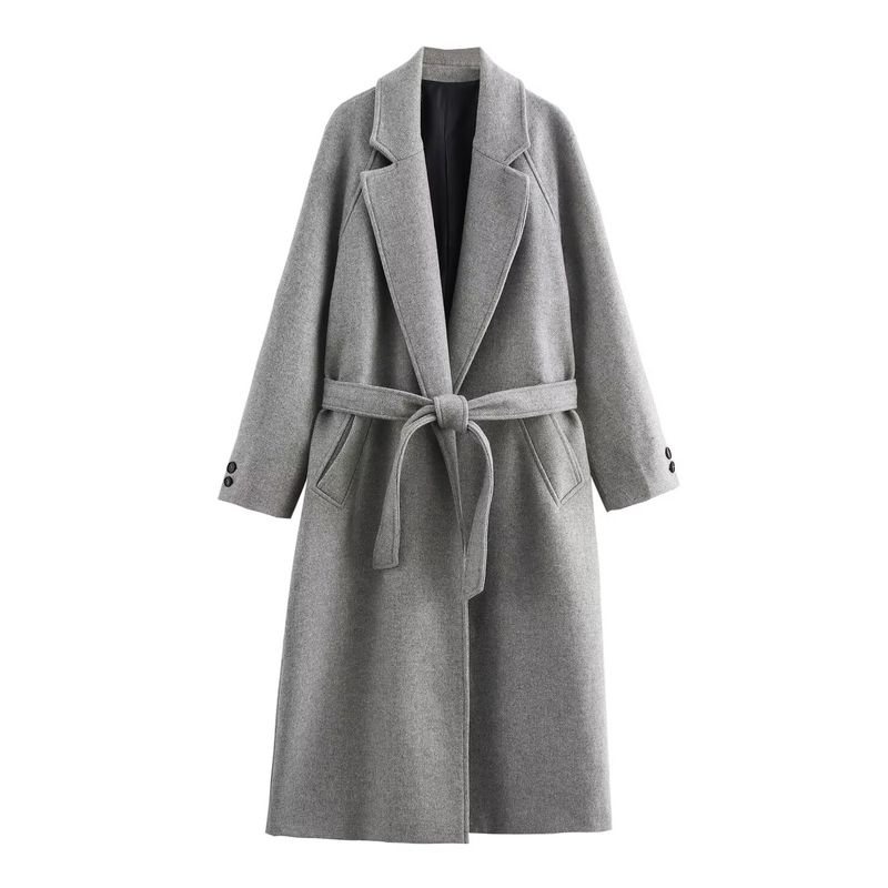 

Kaslead New Arrival Women s Clothing Fashion Style Matching Belt Leisure Warm All-Match Coat Outwear 9174284 Gray S