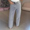 Women Spring Stretch Straight Jeans High Waist Washed Distressed Vintage Streetwear Denims Trousers