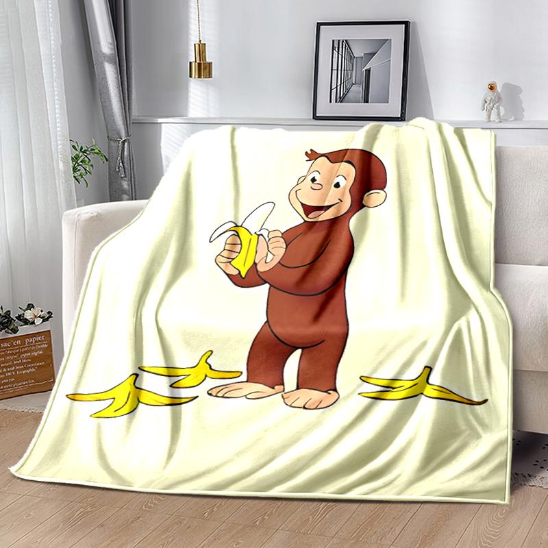 1pc Blanket Curious George Print Design, Lightweight Blanket for Sofa, Bed- Soft &Warm, Gift for All Seasons like Christmas, Halloween