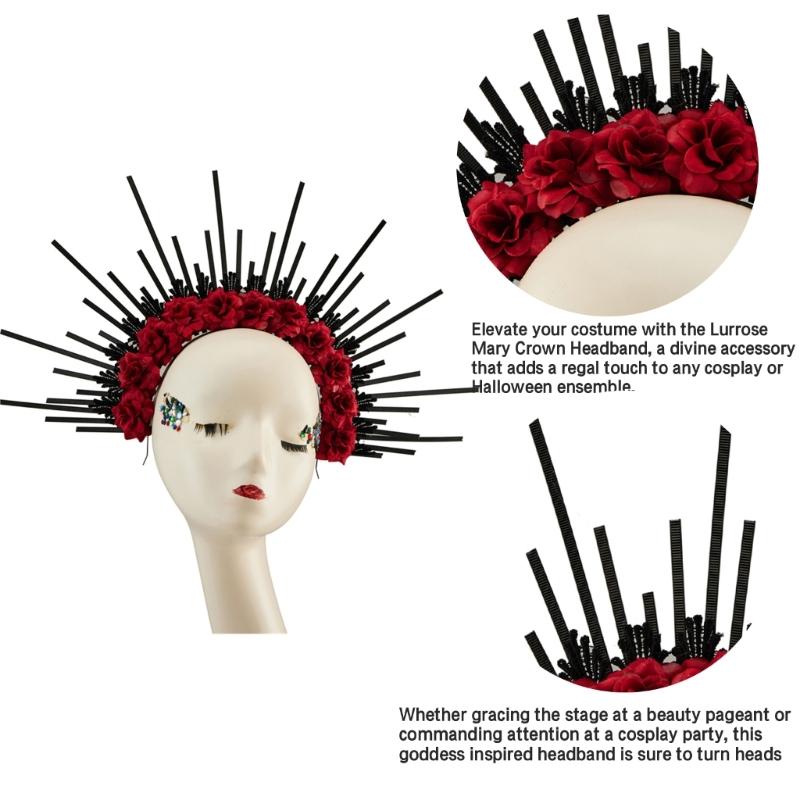 Rose Floral Crown Hair Tiaras Spiked Headbands Bride Flower Crown Halloween