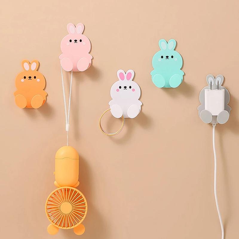 Cute Rabbit Plug Key Hook Kitchen Wall Hole Free Hook Soggiorno Phone Charging Rack Gancio Decorativo Multifunzionale