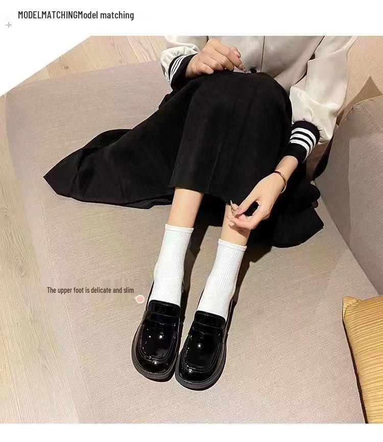 Patent Leather High Heel Mary Jane Loafers - Japanese Style