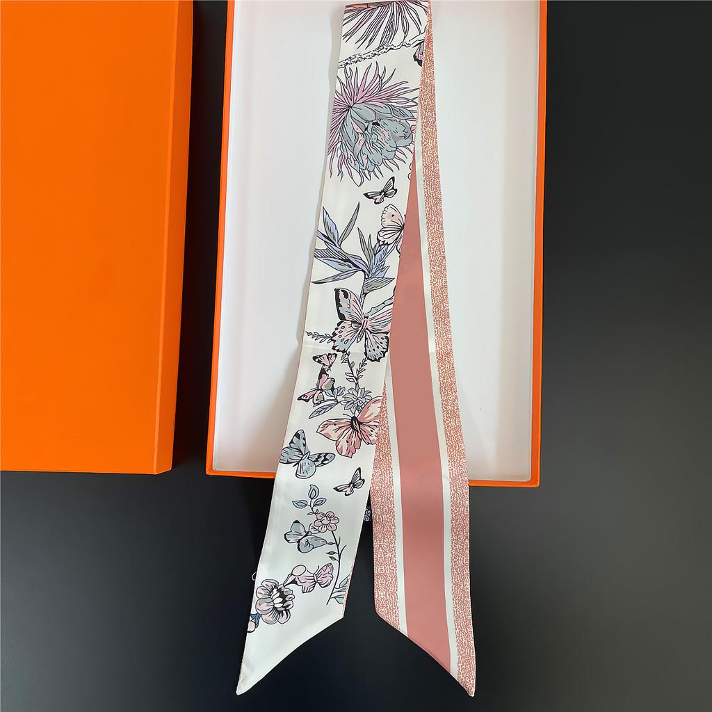 2024 New Design Small Floral Tarot Scarf Women Skinny Bag Silk Scarves Luxury Brand Scarf Foulard Hair Neckerchief Headband