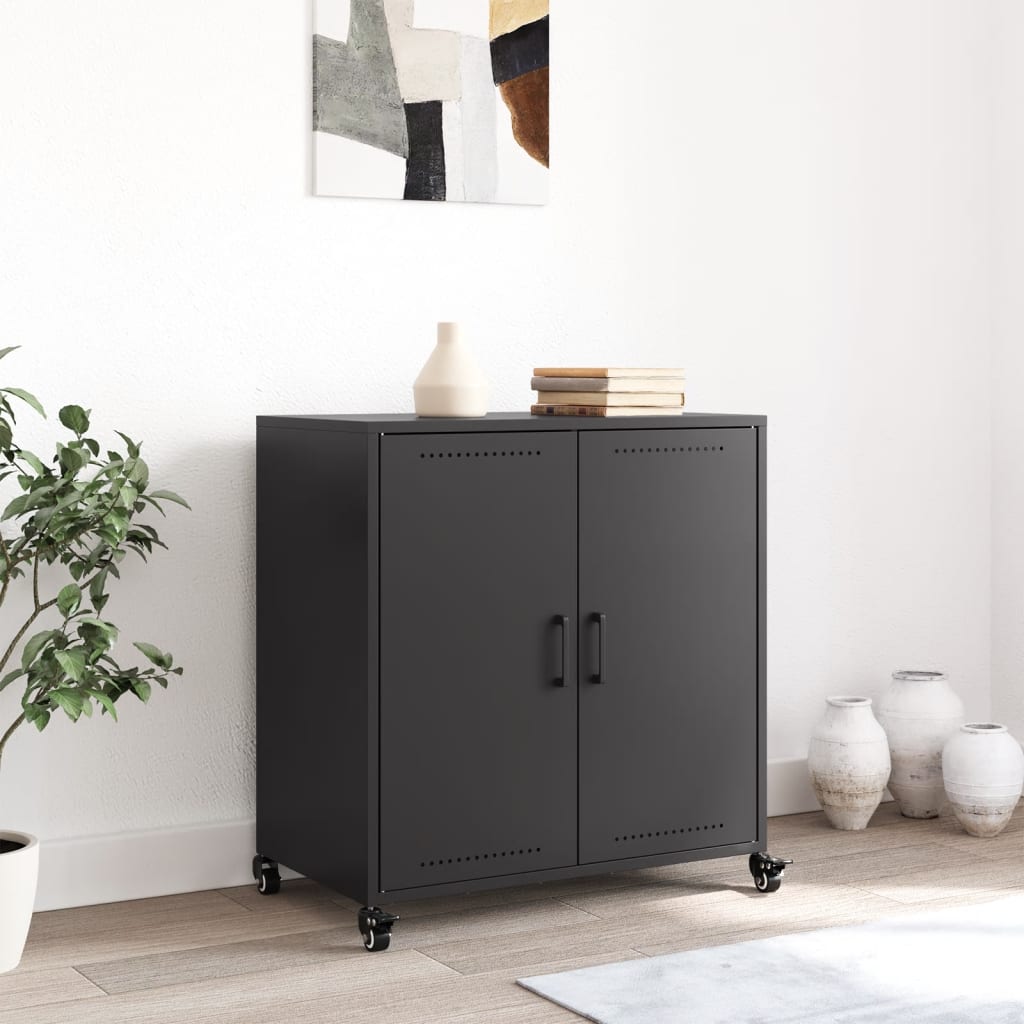 Vidaxl Szafka, Czarna, 68,5X39X72 Cm, Stal