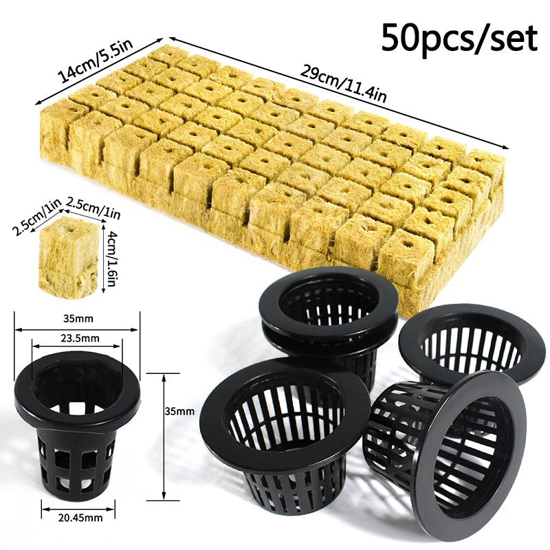 50PCS Hydroponic Planting Basket Mesh Net Sponge Fixator Container Aeroponic Veg Planter Plant Vegetable Growing Nursery Cup Pot