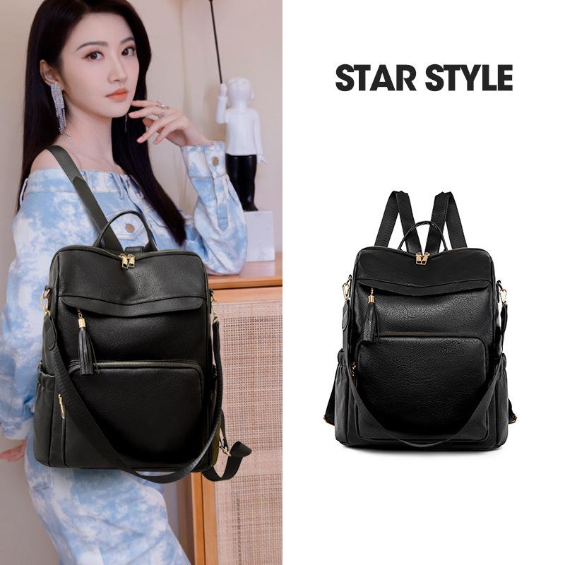 Large Capacity Women's Retro Backpack, New Travel Single Shoulder Multi-purpose Backpack, Korean Version, Lightweight and Simple Backpack