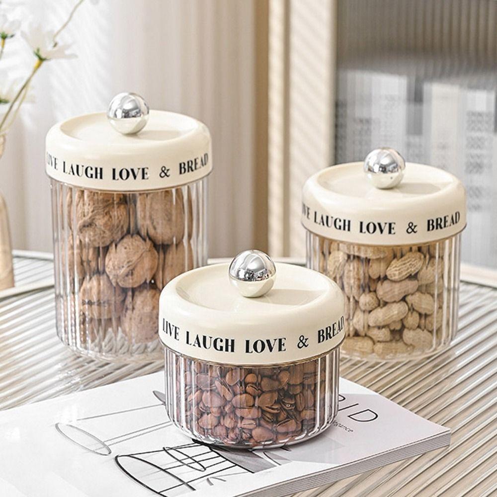 Sealed Plastic Grain Storage Organizer Round Tea Storage Jars Dry Goods Storage Boxes Beans