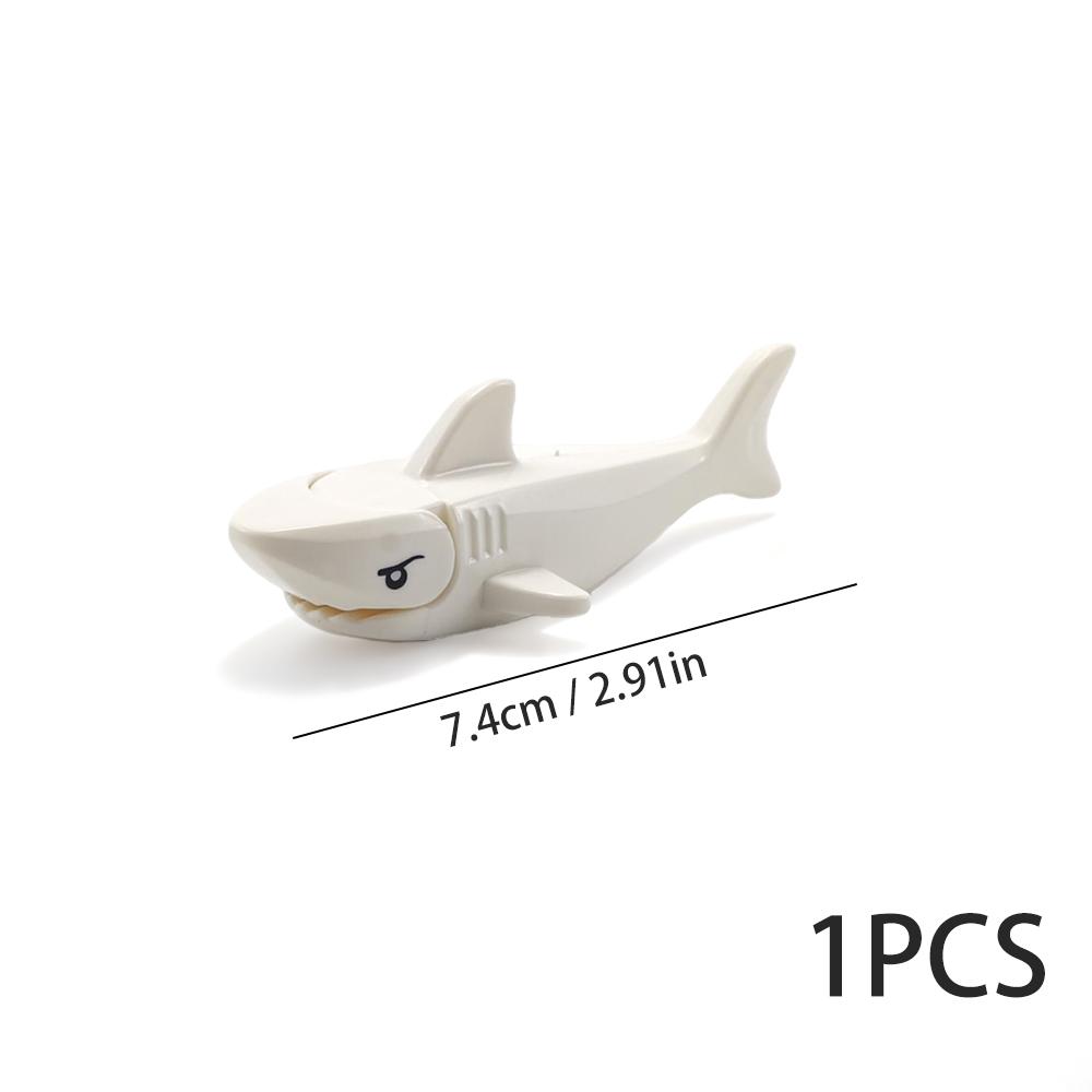 1 Pcs MOC Animal Building Blocks Jagged Shark Animal Aquarium Shark Scene Series Submarine Animal DIY Decoration Toys Gift
