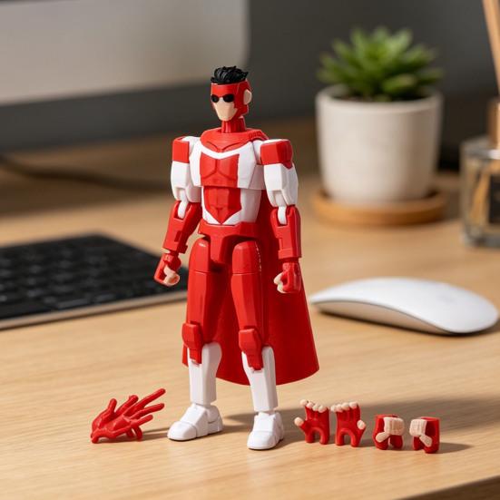 3D Printed Action Figure with Accessories Posable Cartoon Character Model Movable Joints Figure Decoration Collectible Gift for Animation Lovers