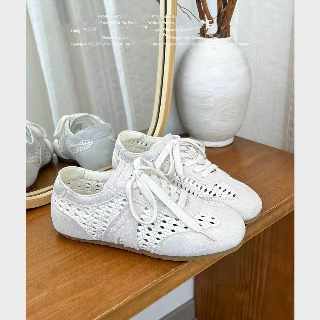 Summer woven Dexun shoes ins tide 2025 new retro relaxation handmade flat casual sports shoes women's shoes