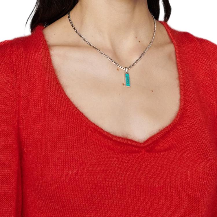 Gucci Enamel Pendant Vintage Style Polished 925 Silver Necklace Unisex necklace 678714-J8410-8183