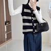 Striped Knitted Cardigan Vest Women's Spring and Autumn Loose Outer Wear Stacked Shirt Vest Sweater Vest Top
