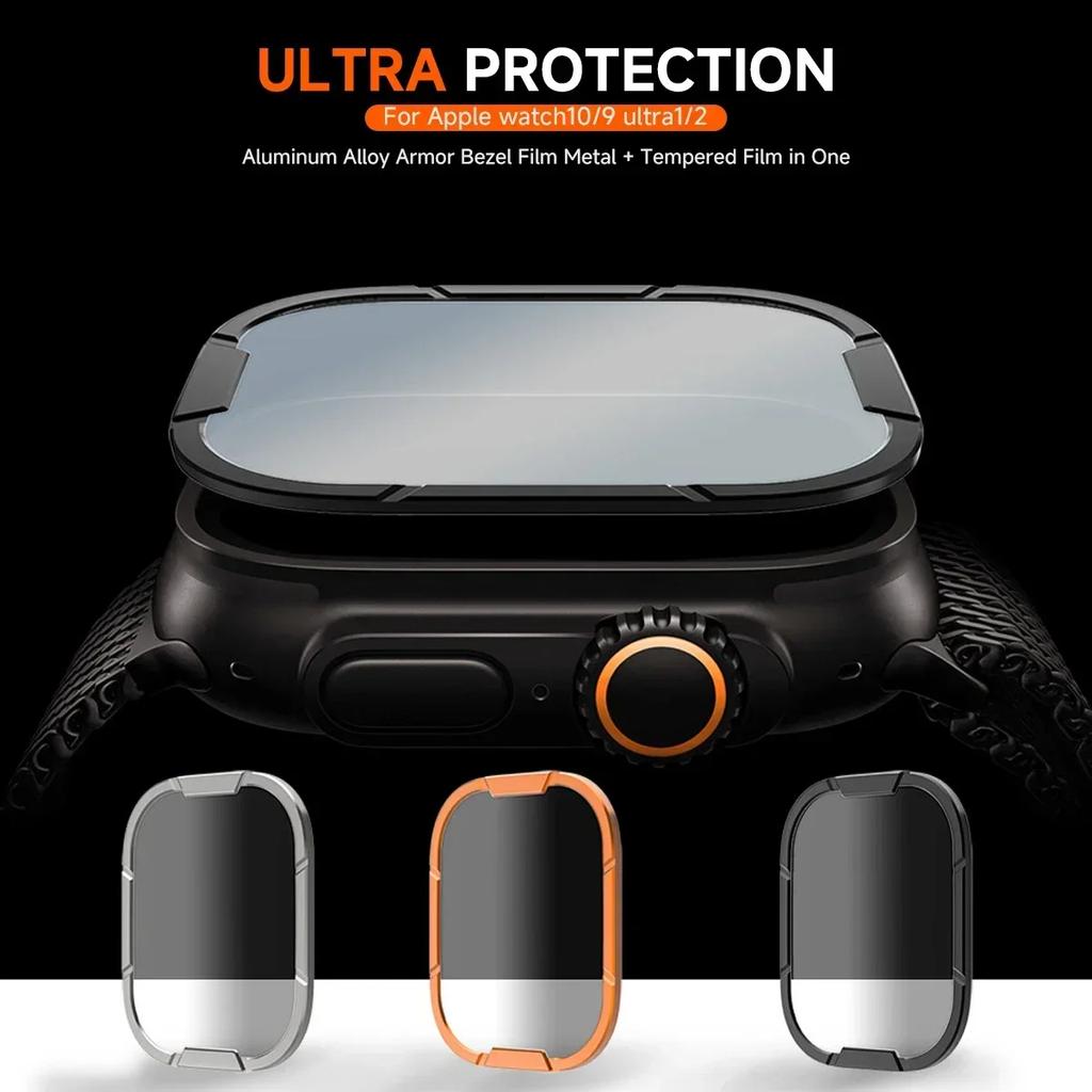 Stainless Steel Metal Frame + Glass For Apple Watch Ultra 1 2 49mm Bumper Frame Housing Protector for iWatch Series SE 9 Ultra2