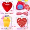 30 Pack Kids Valentines Party Favors Set 30 Mochi Squishy Toys Red Heart Plastic Box with Valentine Cards for Kids Boy Girl Valentine Gifts School
