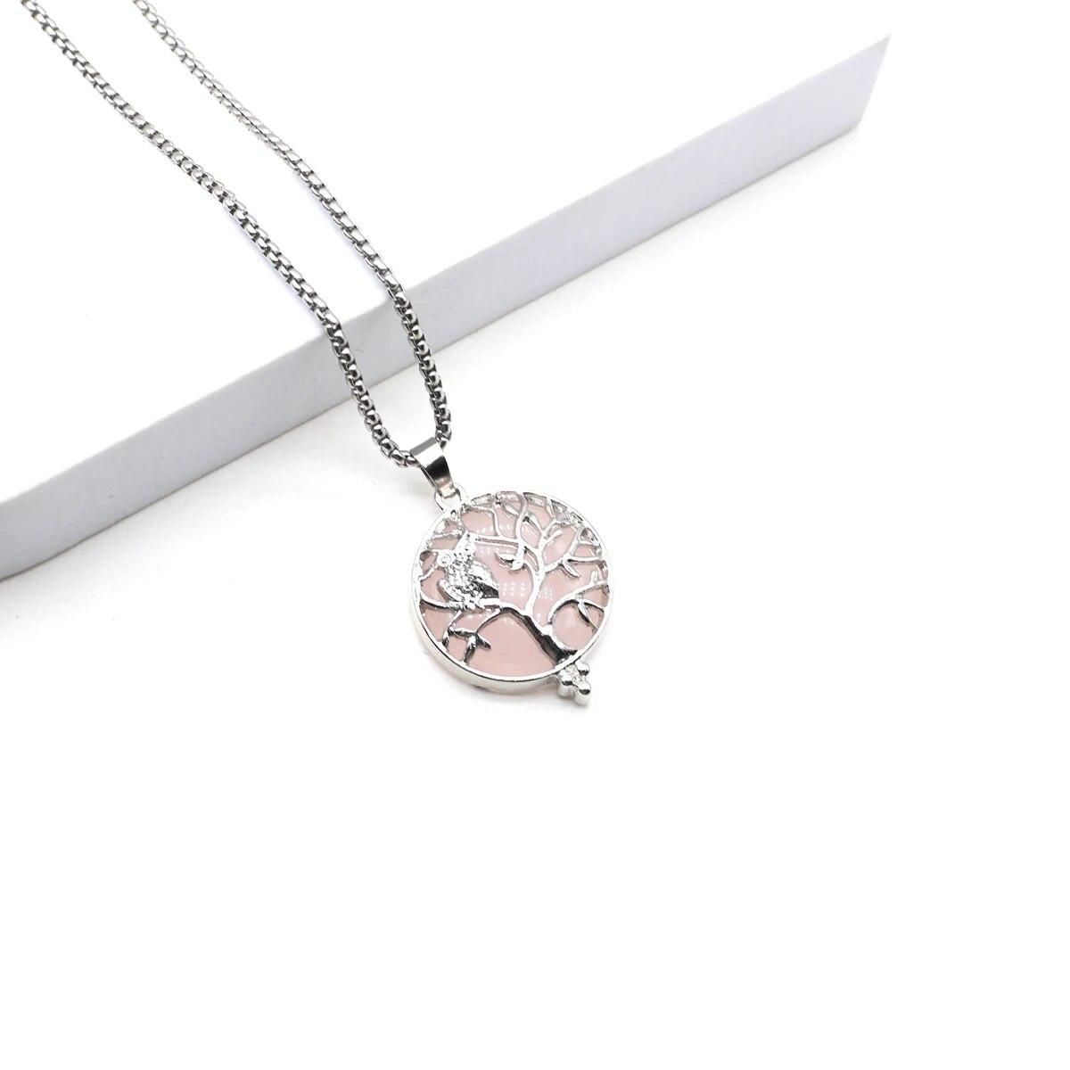 

Ожерелье «Дерево жизни» из натурального камня, зеленый авантюрин/лазурит, кулон для девочек и женщин, подарок на день рождения, длина цепочки 60 см 28x36mm