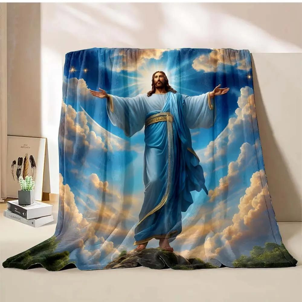 1PC God Jesus Believer Pray Printed Blanket Soft and Comfortable Home Travel Blanket Adult and Child Warm Blanket Catholic