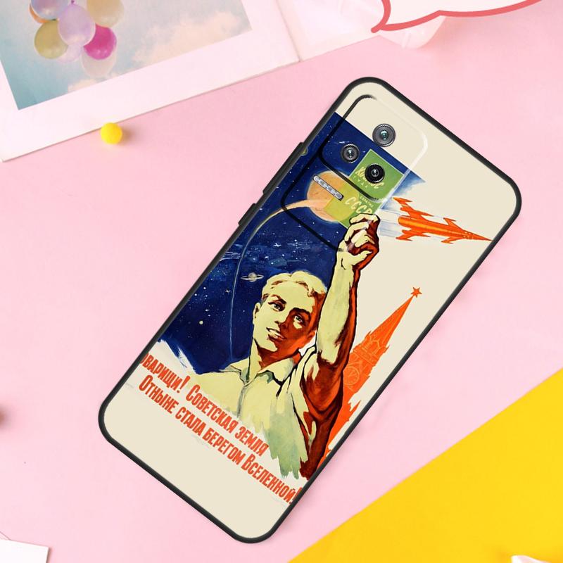 CCCP Soviet Space Propaganda Art Case For Xiaomi 14 Ultra 13 11T 12T 13T Pro 12 Lite POCO X6 Pro M6 X3 X4 X5 M5s F3 F5 Cover