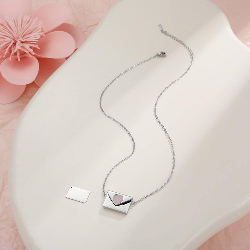 Openable Pendant Sweater Chain Rhinestone Lovers Choker Fashion Envelope Necklace  Gift