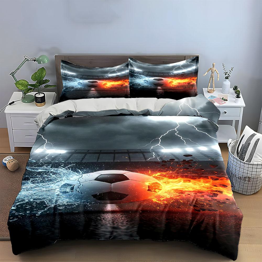 Soccer Ball with Fire. Bedding Sets Duvet Cover Sets Duvet Covers Pillowcases(1 * Duvet Cover 2 * Pillowcases, Without Duvet Insert)