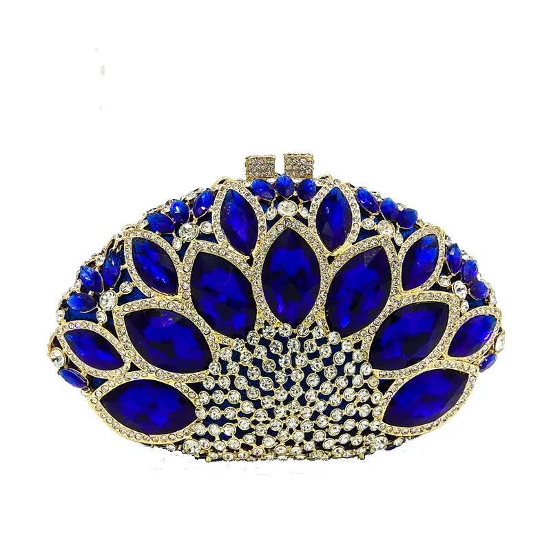 

Boutique De FGG (in stock) Women Peacock Crystal Clutch Bag Evening Bags Bridal Wedding Party Prom Handbag Purse Metal Clutches Mini Clutch