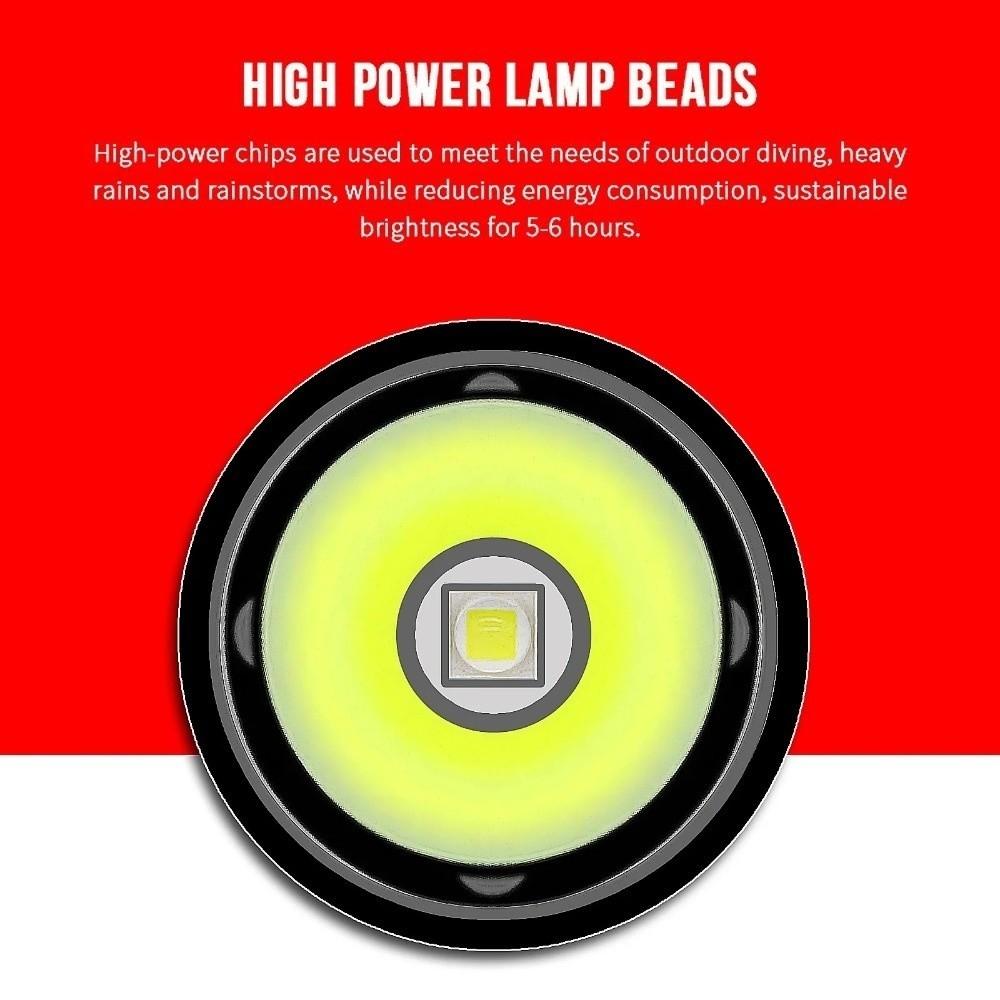 Fixed Focus Long-range Diving Flashlight 1200LM Submersible Lighting Underwater Lighting