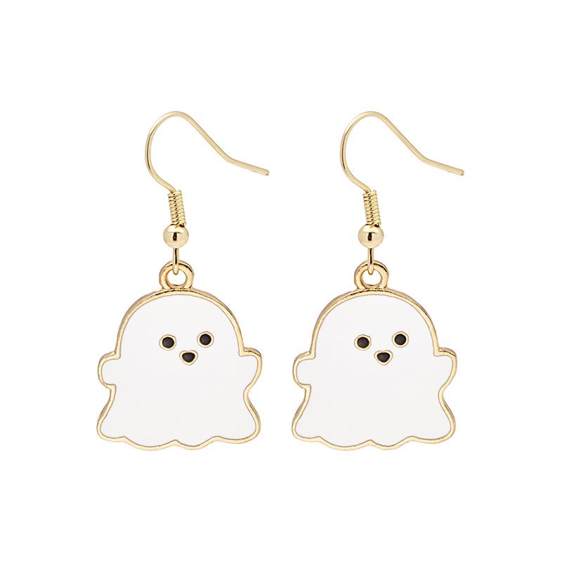 European and American Cartoon Halloween Pumpkin Ghost Earrings: Cute Drip Oil Alloy Design