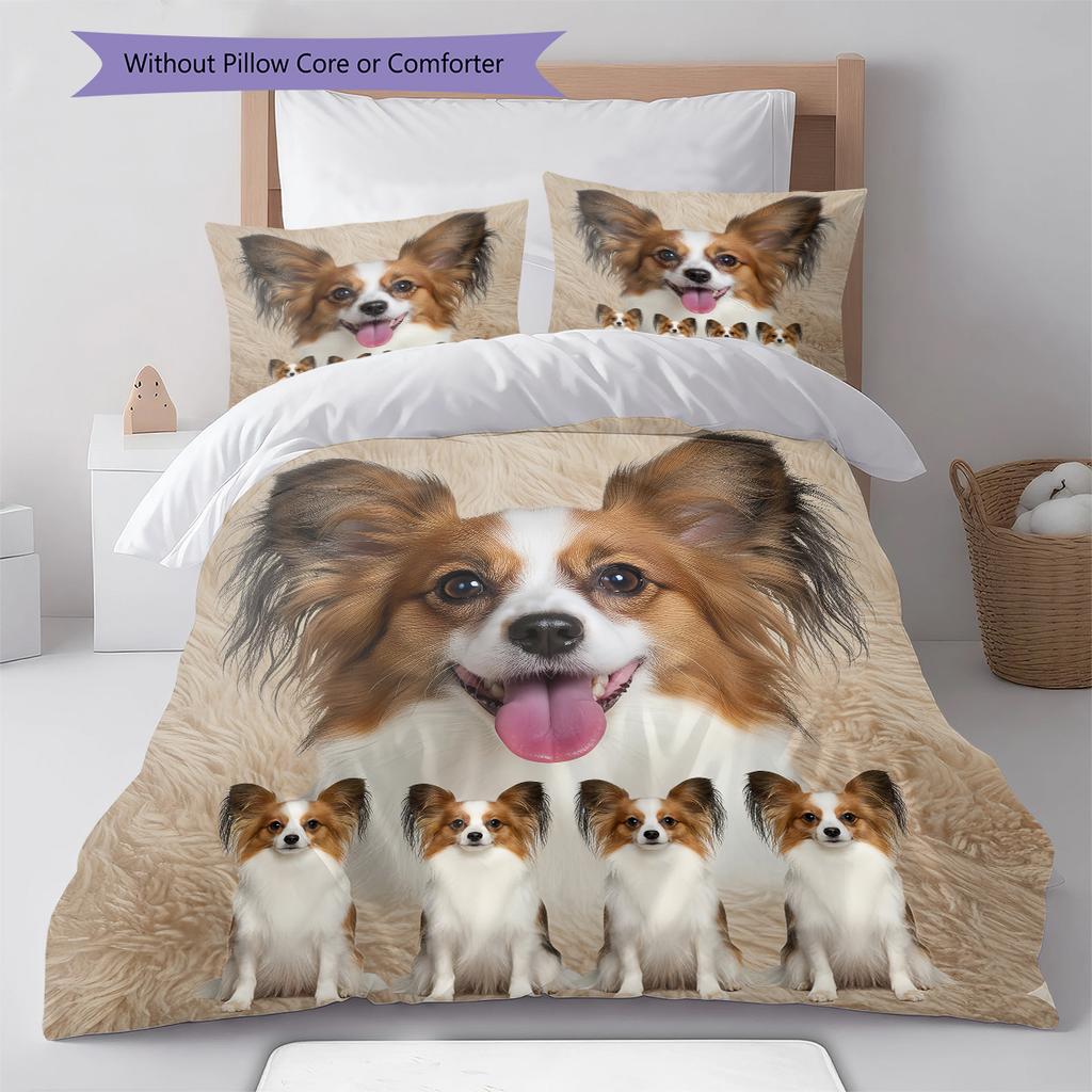 Havanese Papillon Pattern Bedding Quilt Set Quilt Cover Pillowcase Home Decoration Gift (1 * duvet cover + 2 * pillowcase, without core)