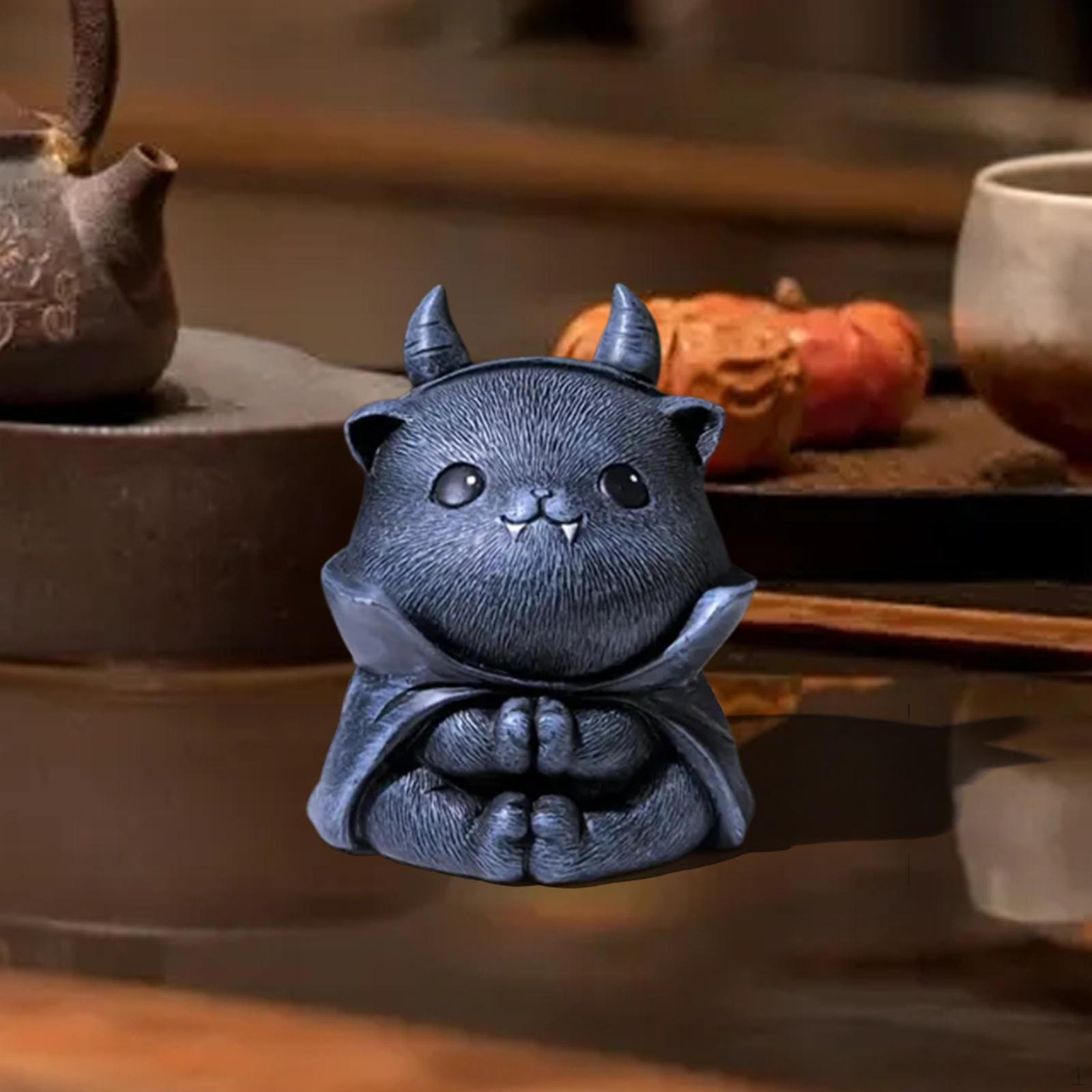 

Кошачья фигурка из смолы, чайный питомец, подарок для энтузиастов, домашний акцент, настольная скульптура, полка для кабинета C