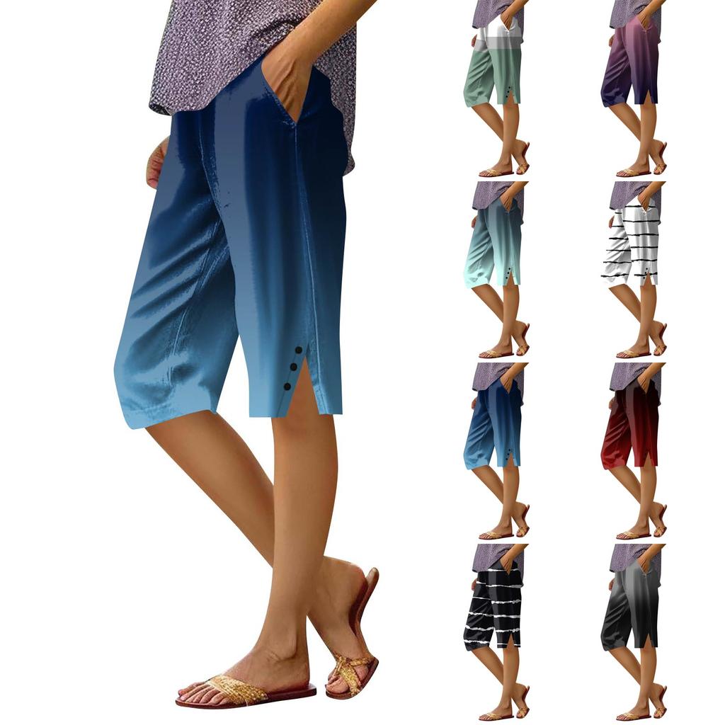 Damen-Shorts mit Druck, modische Tasche, elastische Taille, lässige Shorts