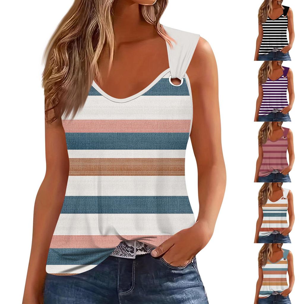Womens Tank Top V Neck Basic Printed Casual Flowy Sleeveless Deep Side Cut Tops For Women