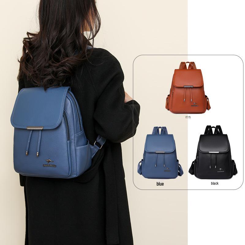 Women's 2024 Soft PU Leather Small Backpack: Versatile Fashionable Shoulder Bag