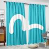 2pcs Blue Container Graffiti Pattern Semi-Sheer Curtains   Polyester Rod Pocket Curtains   Machine Washable   Fade Resistant