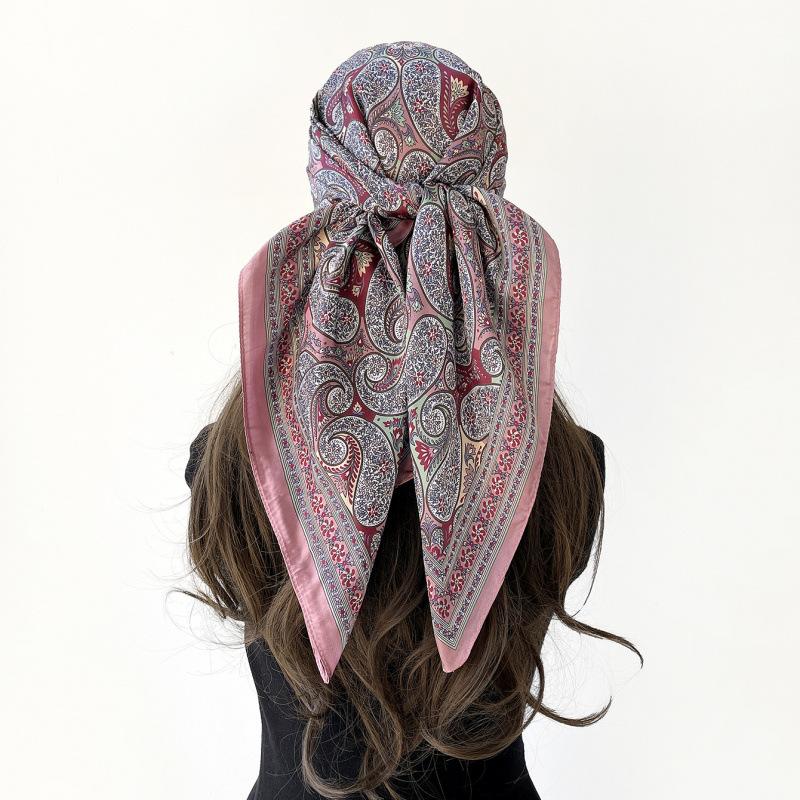 Headscarf Silk Scarf 90cm Women's Headscarf New Versatile Satin Thin Large Square Scarf