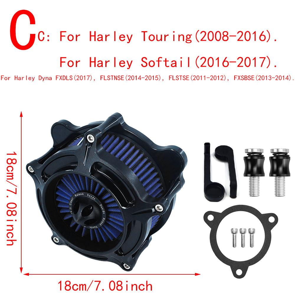 RSD Turbine Air Cleaner Matte Black Intake Filter For Harley Sportster XL 883 Dyna V-Rod Softail Fat Boy Touring Ultra FLHR FLHX