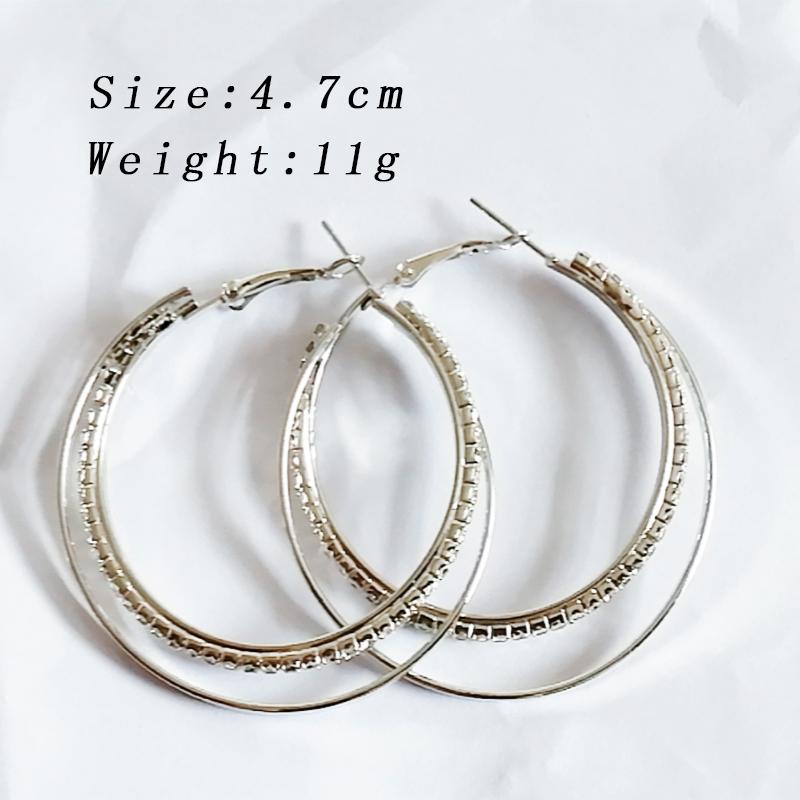 

Retro Punk Big Hoop Earrings for Women Trendy Crystal Metal Double Round Circle Dangle Earrings European Party Zircon Gift
