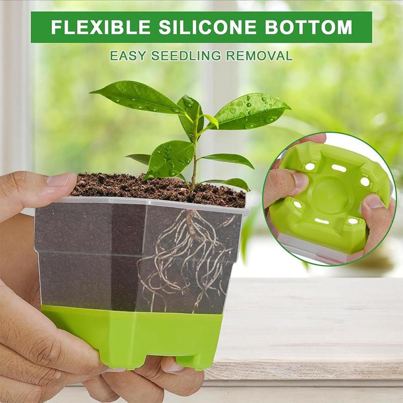 10 Buc 3 Inch Ghivece pentru Răsaduri, Ghivece de Plastic Durabile, Armate, Transparente, pentru Pepinieră, cu Bază de Silicon pentru Transplant Ușor