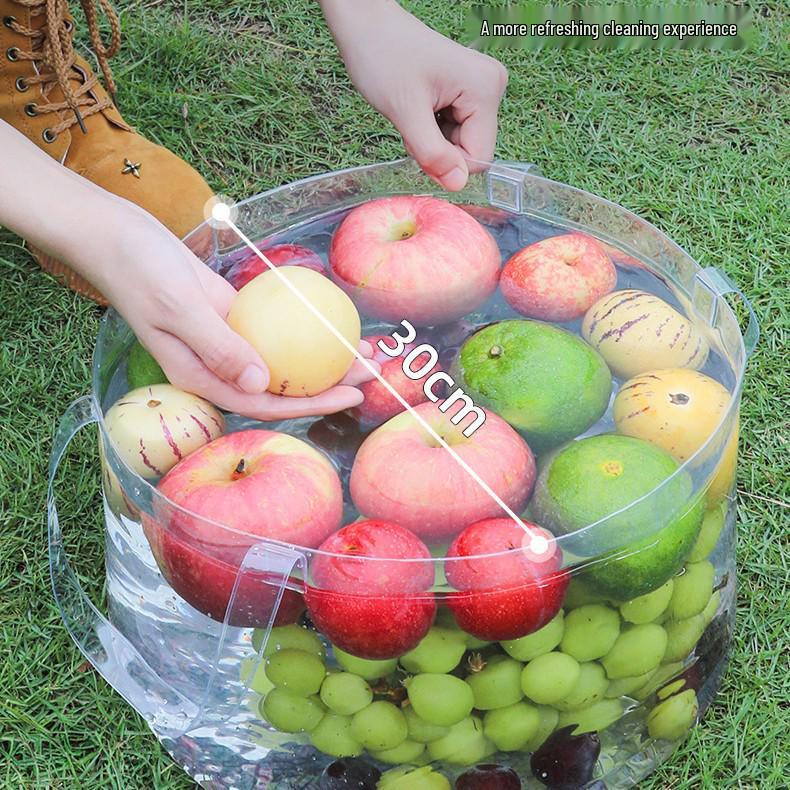 Tragbarer transparenter faltbarer Eisbehälter – Handgehaltenes Outdoor-Picknick- und Aufbewahrungsbecken