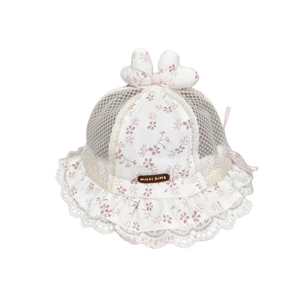 Mesh Infant Sun Hat Breathable Children Fisherman Hat Sweet Cute Baby Sunscreen Hat Toddler розовый