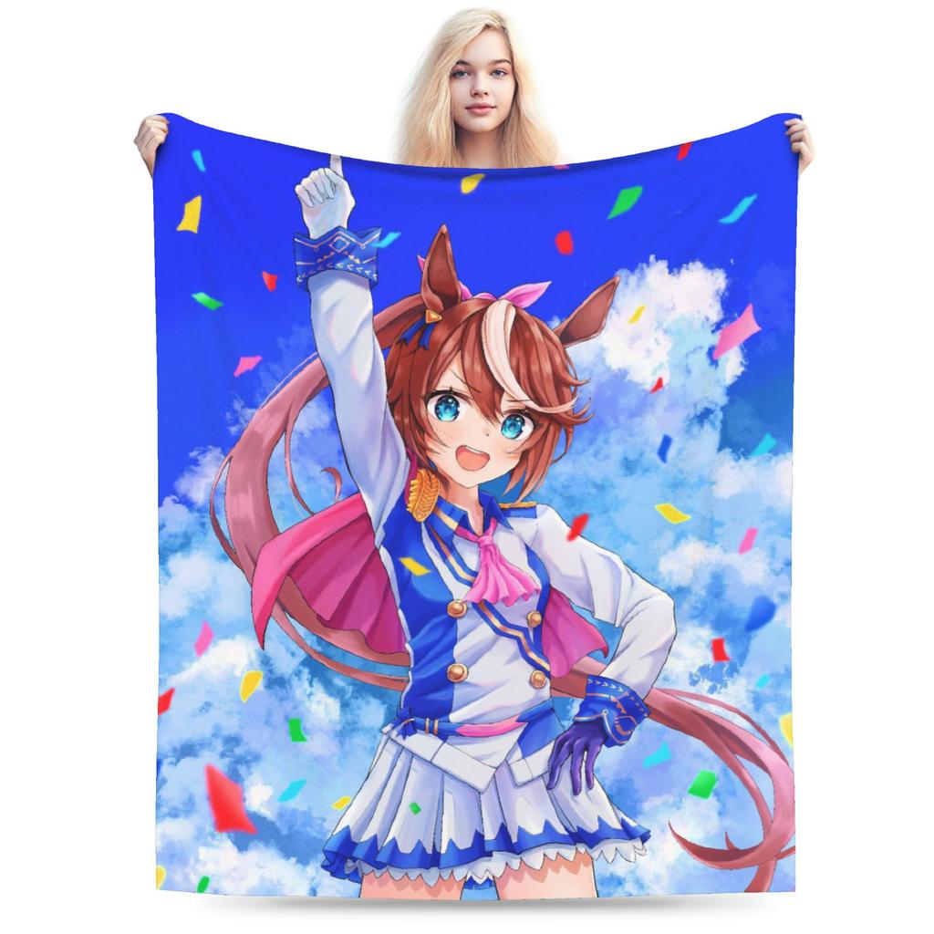 Anime Uma musume Pretty Derby Decken Fleece Druck Multifunktionale Weiche Überwurfdecke für Bettwäsche Reisebettwäsche Überwürfe