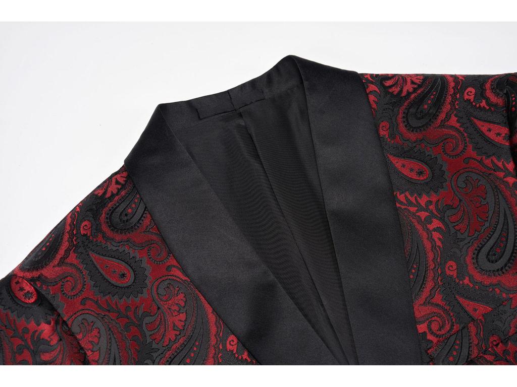 Men's Slim-Fit Jacquard Blazer: Stylish Single-Breasted Formal Wear for Stage Performances, Weddings, and Banquets