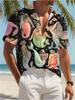 Herren Casual Kurzarmhemd, Cartoon-Meerjungfrauenmuster bedruckt, Polyester-Material, Mehrfarbig, Mehrere Spezifikationen erhältlich, Modisch