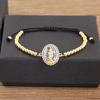 Nidin Classic New Design Oval Shape Virgin Mary Shiny Zircon Charm Chain Bracelets Adjustable 6 Colors Female Jewelry Gifts