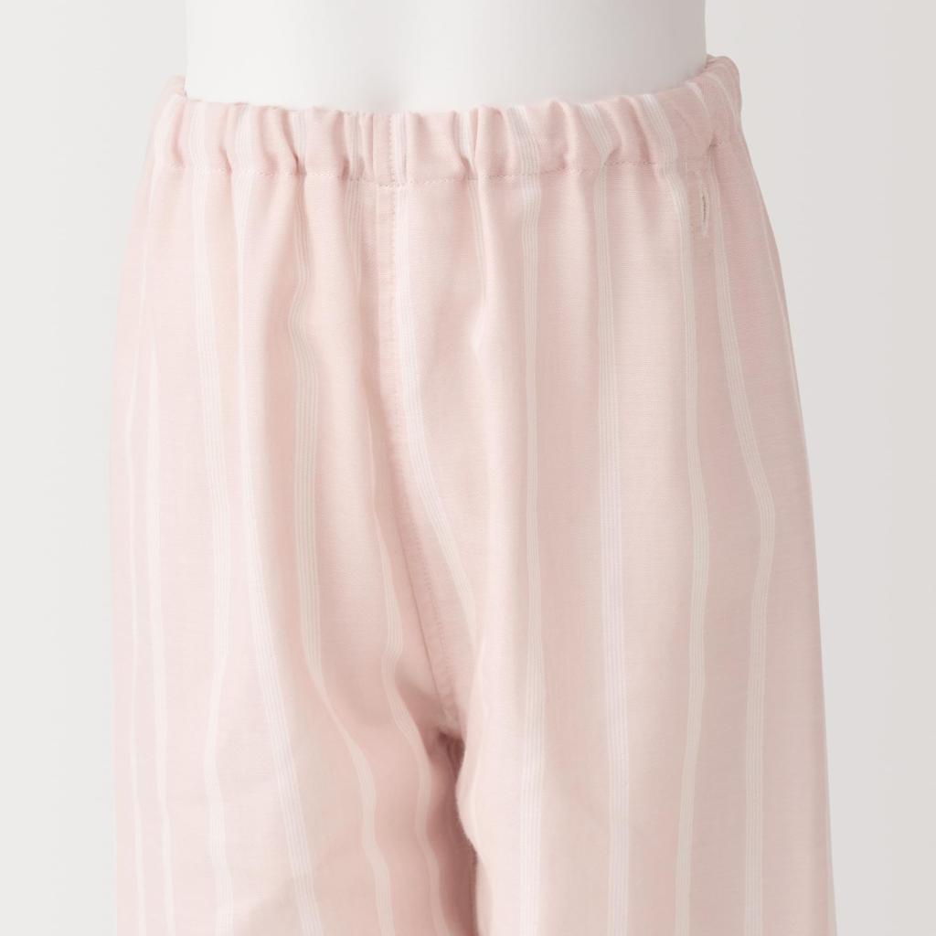 MUJI Baby Double Gauze Changeable Pajamas with No Seams on the Sides, Unisex Baby FEB07A5S Light Pink Stripe, Baby 80-90
