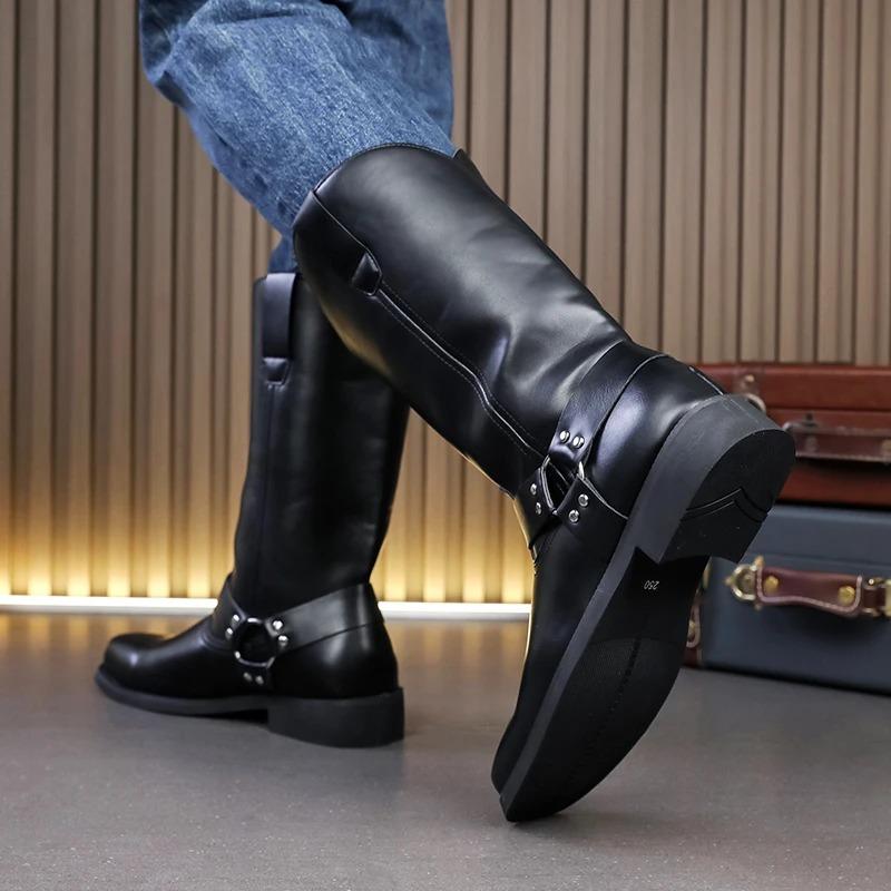 Botas de Cuero de Alta Calidad para Hombre Diseño de Lujo Zapatos Casuales para Hombre Mocasines Moda Acogedoras Retro Botas de Caballero para Hombre Zapatos Casuales